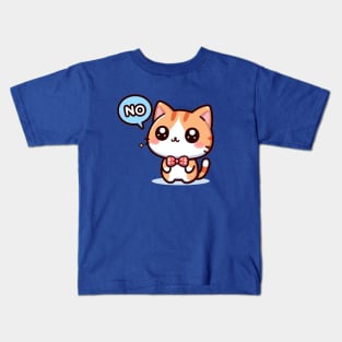 Cute Kitten Wearing a Bow Tie Saying No Kids T-Shirt